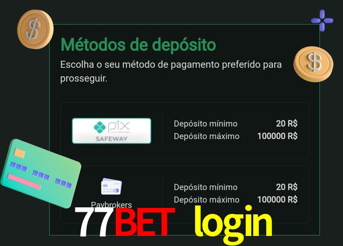 O cassino 77bet login oferece uma grande variedade de métodos de pagamento